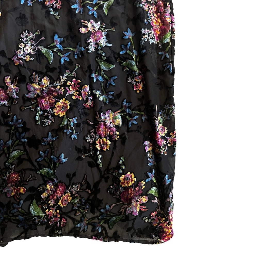 Lulus Black Floral Burnout Velvet Strapless Midi Dress Women's Medium - Picture 5 of 6